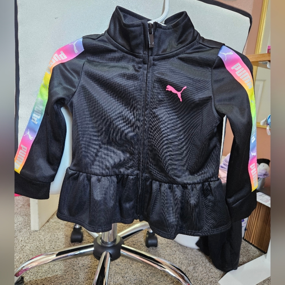 Puma Black Jacket with Colorful Sleeves